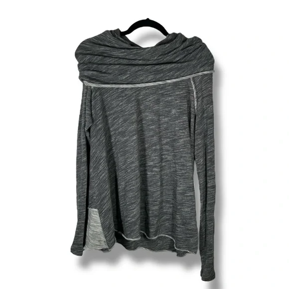 Free People Beach Heather Gray Cowl Neck Lagenlook Sweater Size Large - “Titus” - Picture 1 of 14
